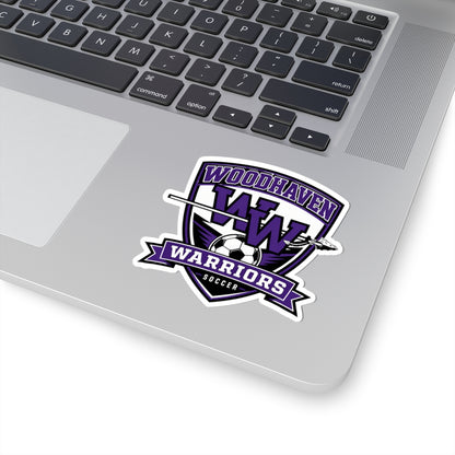 Woodhaven Warriors Soccer Sticker — Purple Shield Kiss-Cut Decal