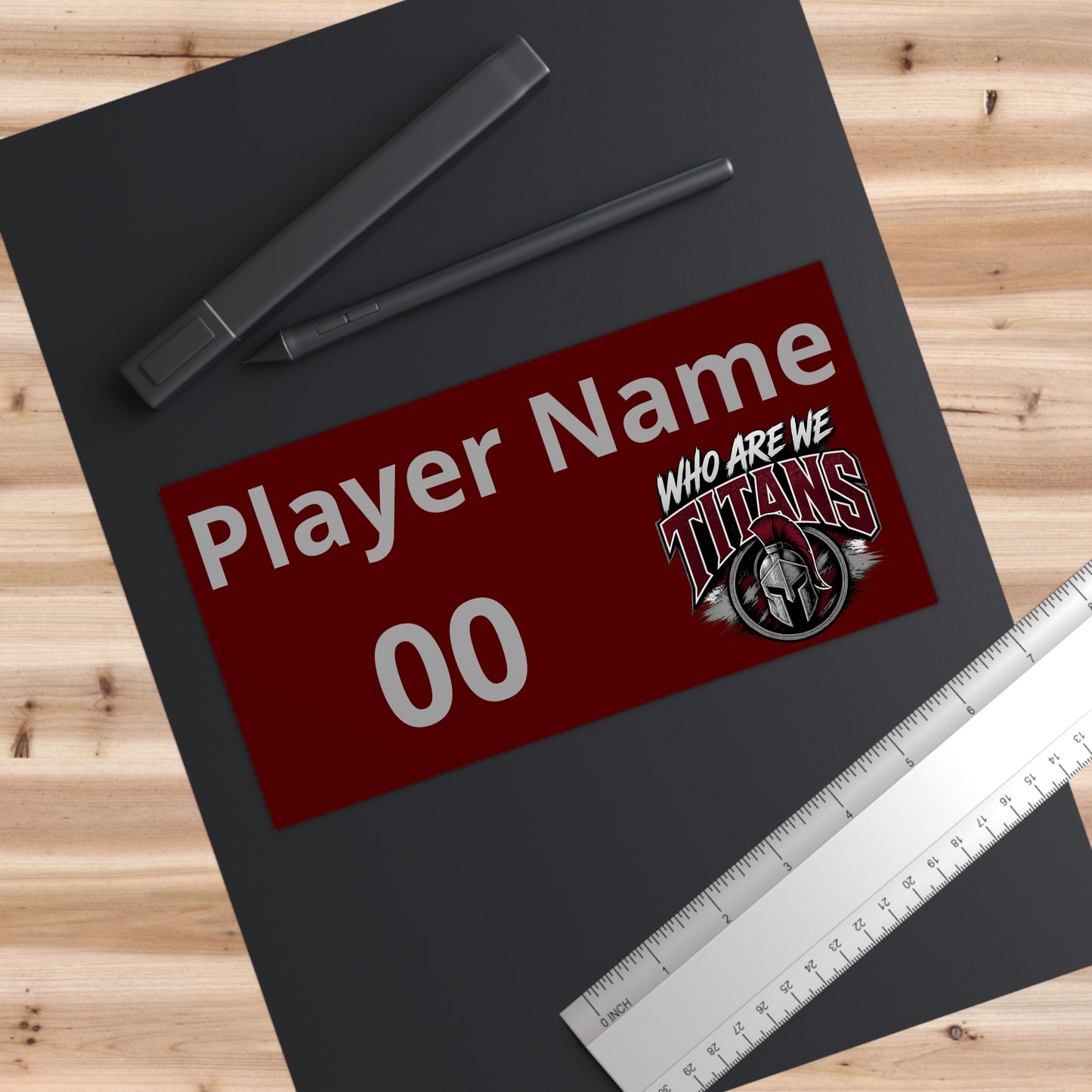 Personalized 'Who Are We Titans' Bumper Sticker — Custom Name & Number