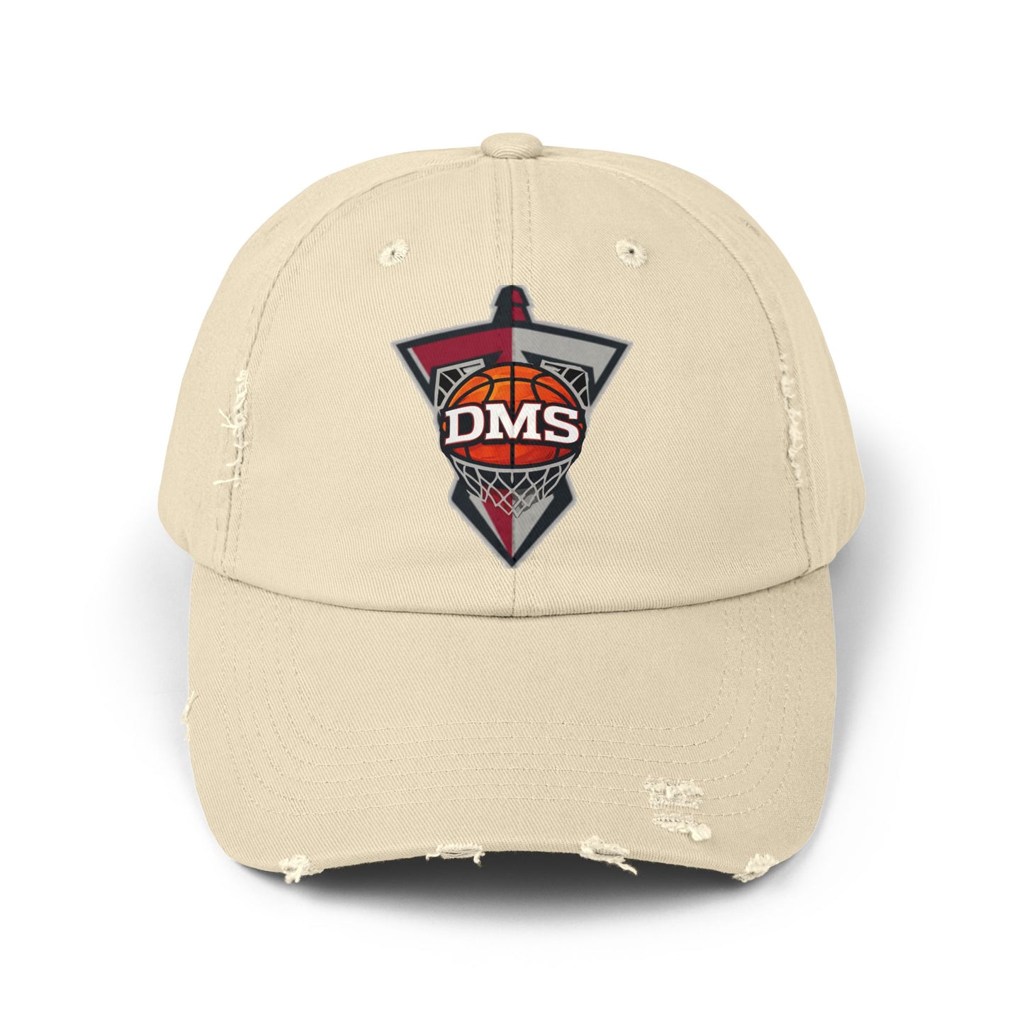 Distressed DMS Basketball Cap — Vintage Worn Dad Hat for Fans