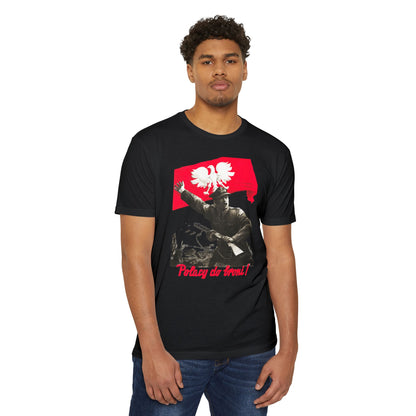 T-Shirt — Polish Resistance ‘Potęga do frontu!’ Flag Soldier Graphic