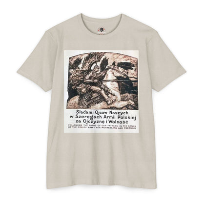 Polish Army Tribute T-Shirt — 'Śladami Ojców Naszych' Vintage Poster Tee