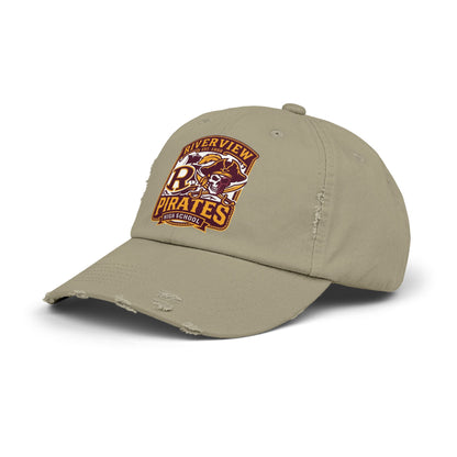 Distressed Pirates Baseball Cap — Riverview High School Logo Hat