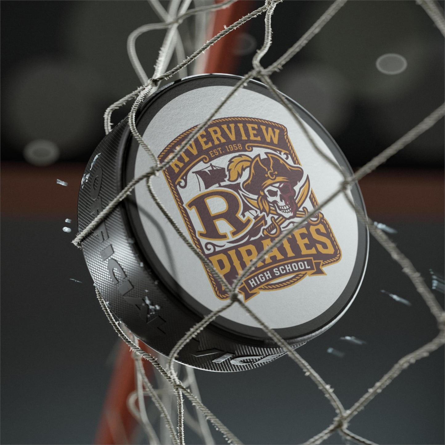 Riverview Pirates Hockey Puck – High School Team Logo Sports Souvenir