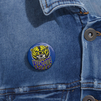 Wyandotte Soccer Bear Logo Pin Button — School Spirit Club Team Badge