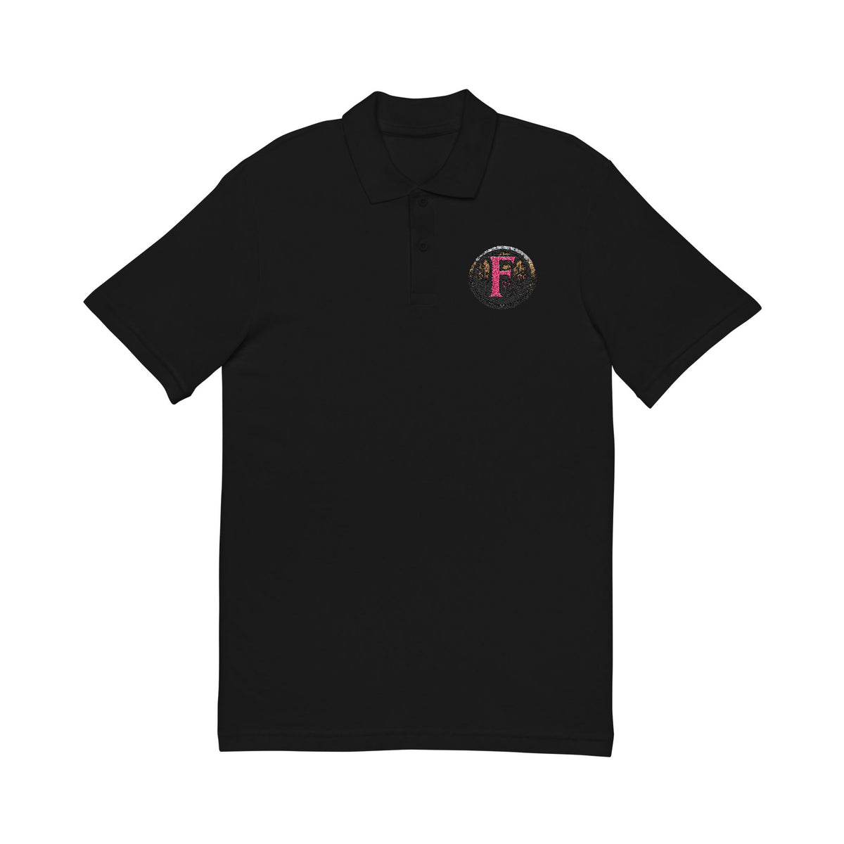 Embroidered "F" ShieldPolo Shirt — Women's Gothic Logo Pique Polo