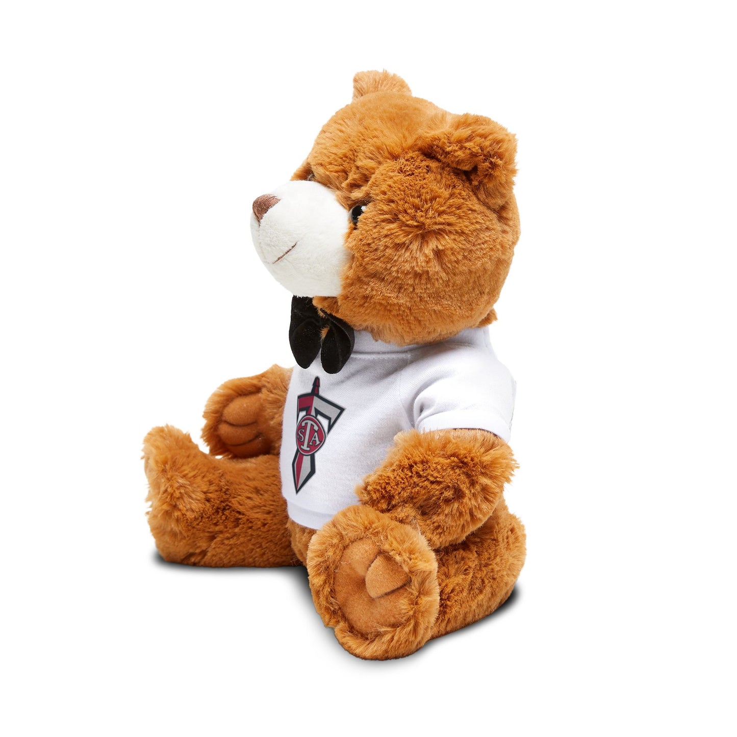 Embroidered Logo Teddy Bear with T‑Shirt & Bow — Plush Gift for Kids & Graduates