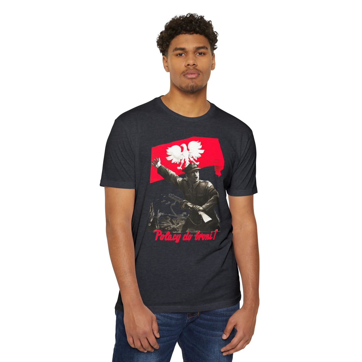 T-Shirt — Polish Resistance ‘Potęga do frontu!’ Flag Soldier Graphic