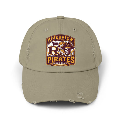 Distressed Pirates Baseball Cap — Riverview High School Logo Hat