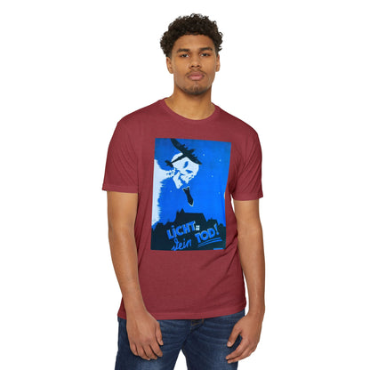 Skull Cowboy Graphic T-Shirt — 'Licht sein Tod' Blue Vintage Poster Tee