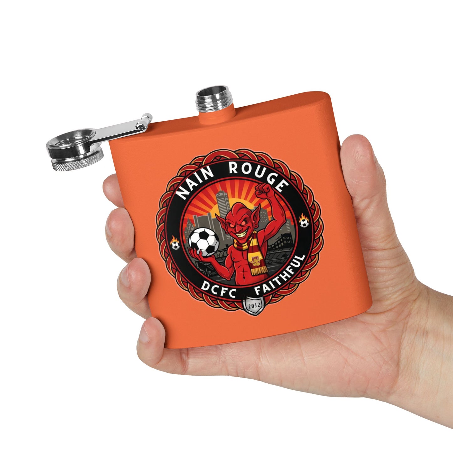 Nain Rouge Football Flask — Nain Rouge DCFC Faithful 6oz Stainless Steel Hip Flask