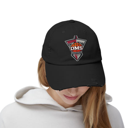 Distressed DMS Basketball Cap — Vintage Worn Dad Hat for Fans