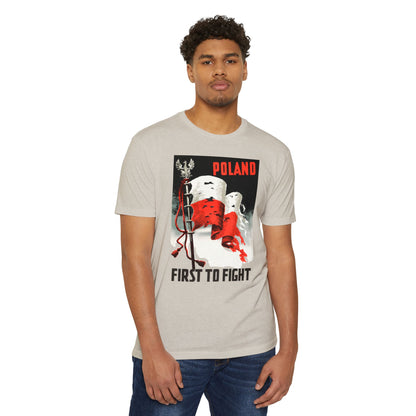 Poland "First to Fight" T-Shirt — Polish Flag Vintage Military Pride Tee