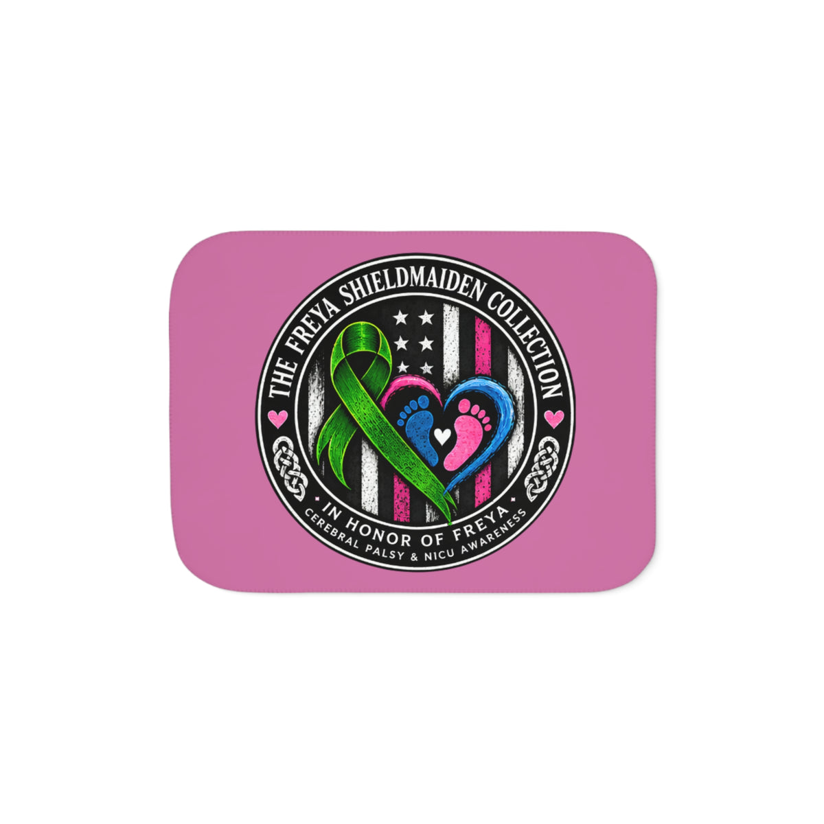 Sherpa Blanket - Cerebral Palsy & NICU Awareness Ribbon Heart Design (Honor of Freya)