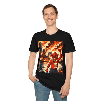 T-Shirt — Nain Rouge with Cityscape (Vintage Apocalyptic Vibe)