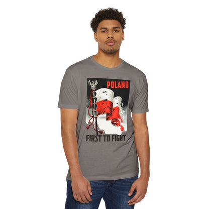 Poland "First to Fight" T-Shirt — Polish Flag Vintage Military Pride Tee