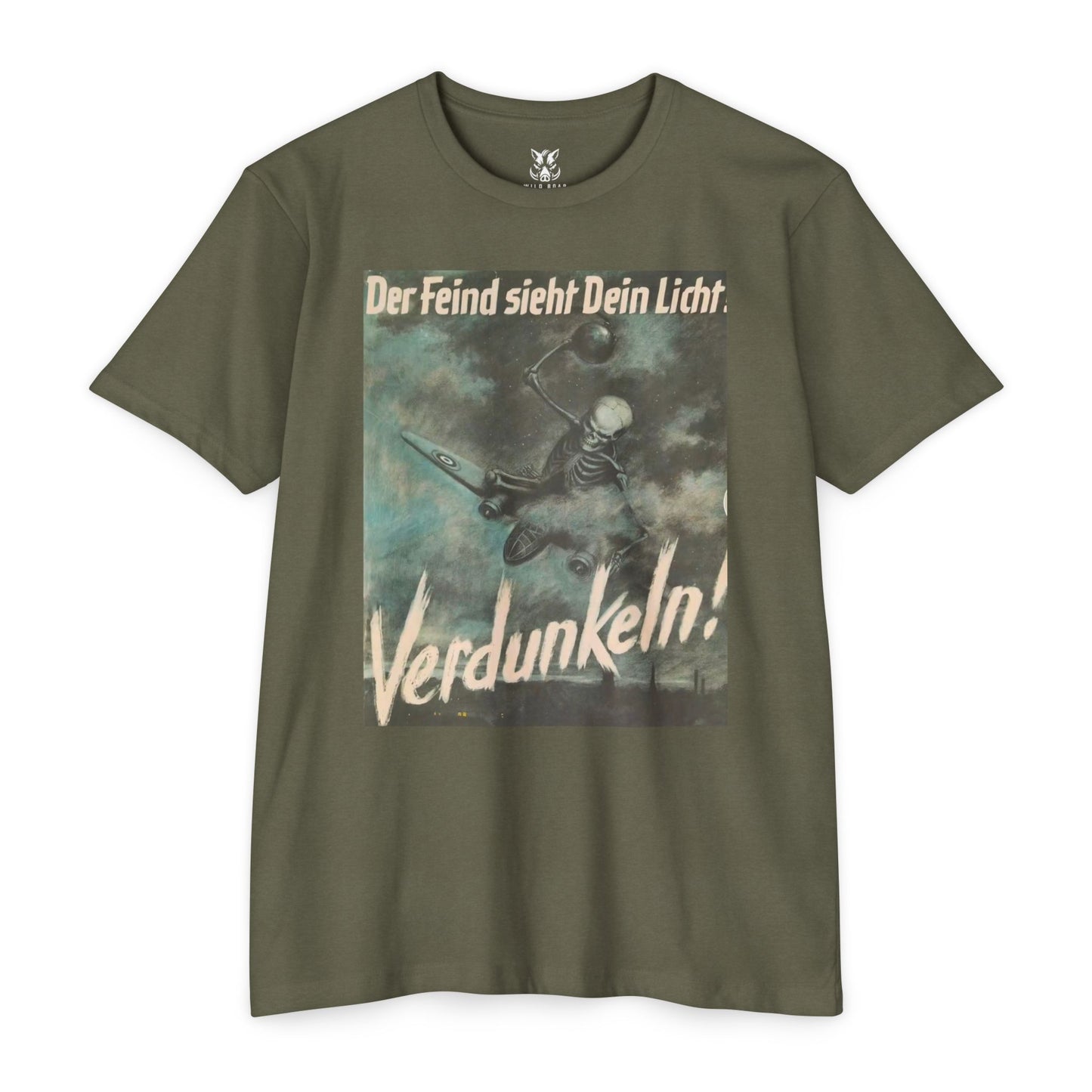 Vintage Propaganda Poster T-Shirt — "Der Feind sieht Dein Licht. Verdunkeln!"