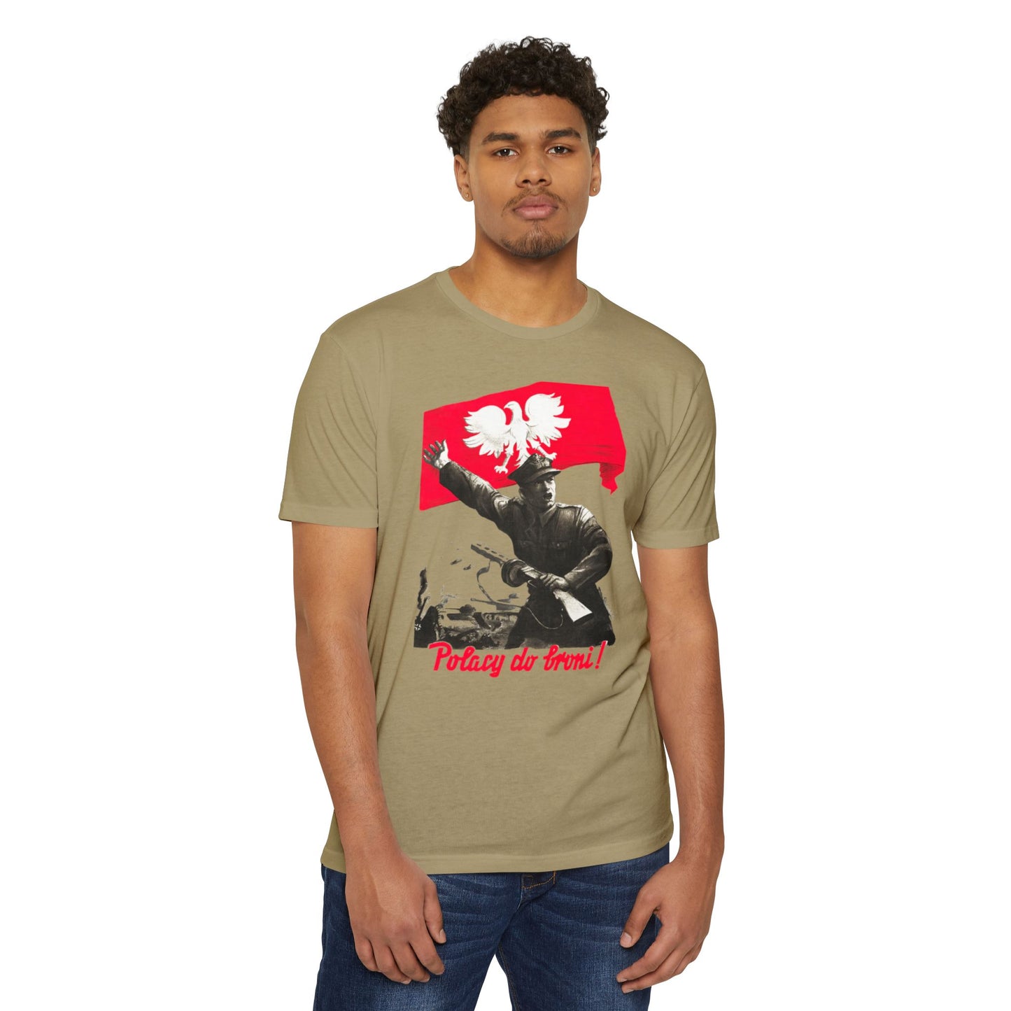 T-Shirt — Polish Resistance ‘Potęga do frontu!’ Flag Soldier Graphic