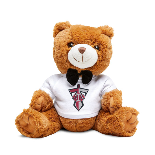 Embroidered Logo Teddy Bear with T‑Shirt & Bow — Plush Gift for Kids & Graduates