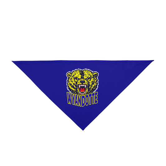 Wyandotte Bear Pet Bandana - Blue School Mascot Dog & Cat Accessory