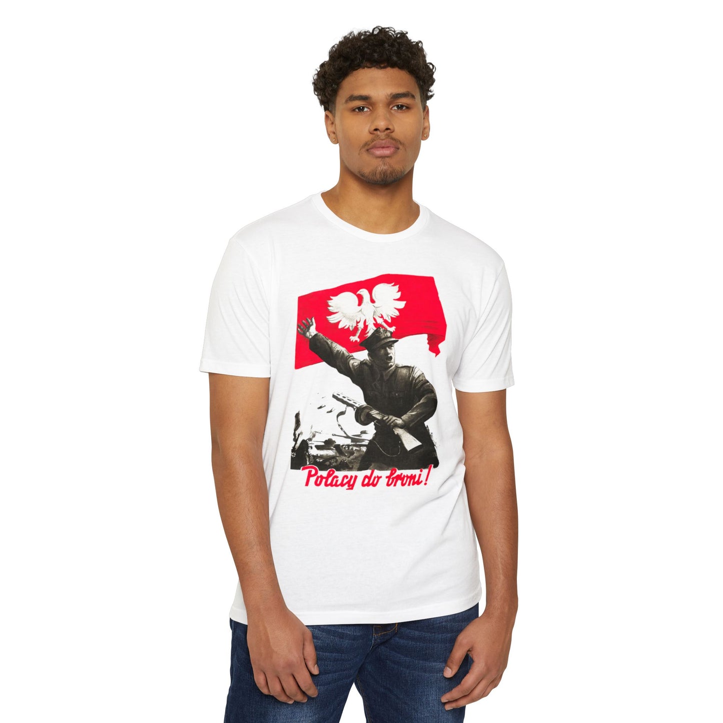 T-Shirt — Polish Resistance ‘Potęga do frontu!’ Flag Soldier Graphic