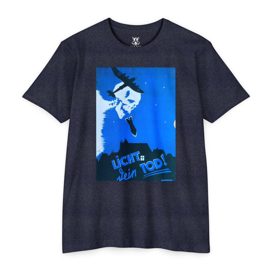 Skull Cowboy Graphic T-Shirt — 'Licht sein Tod' Blue Vintage Poster Tee