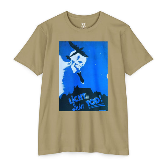 Skull Cowboy Graphic T-Shirt — 'Licht sein Tod' Blue Vintage Poster Tee