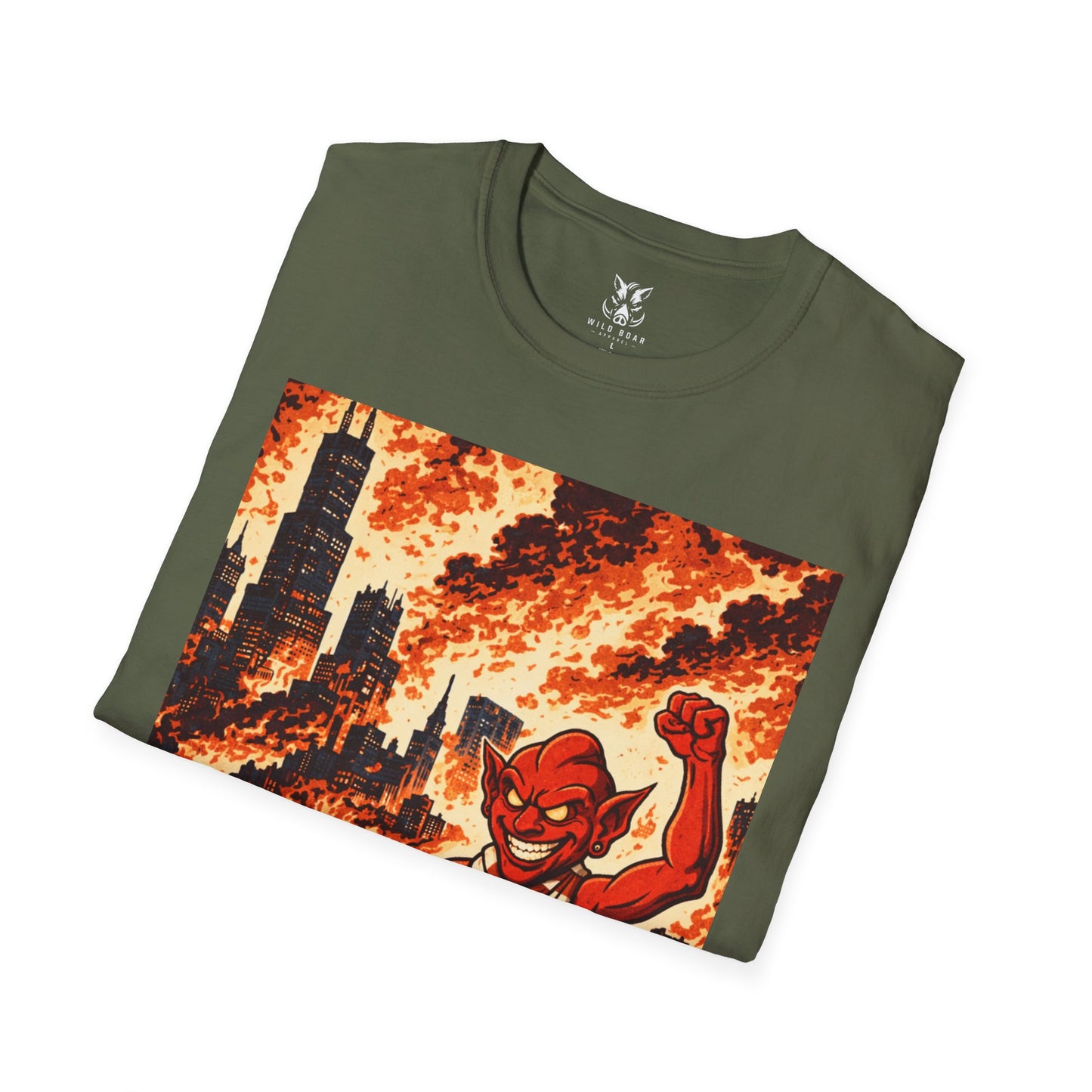 T-Shirt — Nain Rouge with Cityscape (Vintage Apocalyptic Vibe)