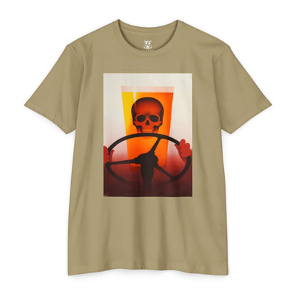 Skull Behind the Wheel T‑Shirt — Retro Sunset Driver Graphic Tee