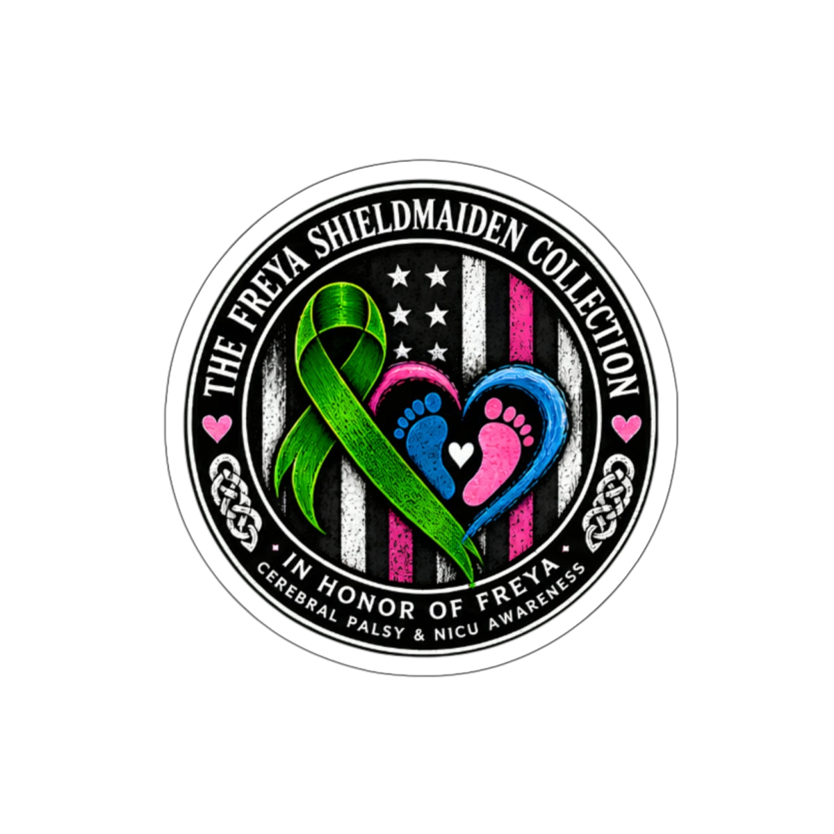 Freya Shieldmaiden Awareness Die-Cut Sticker — Cerebral Palsy & NICU Tribute