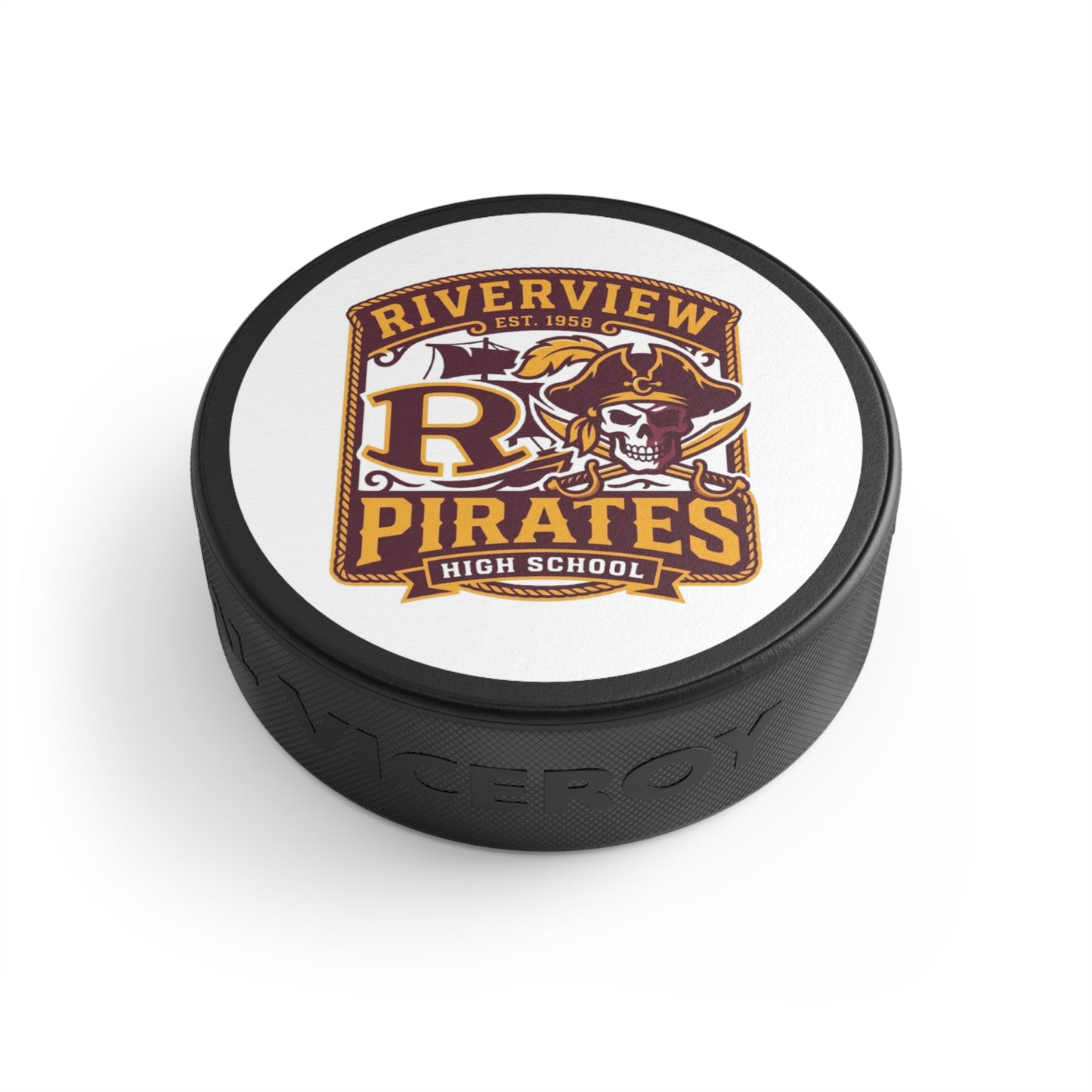 Riverview Pirates Hockey Puck – High School Team Logo Sports Souvenir
