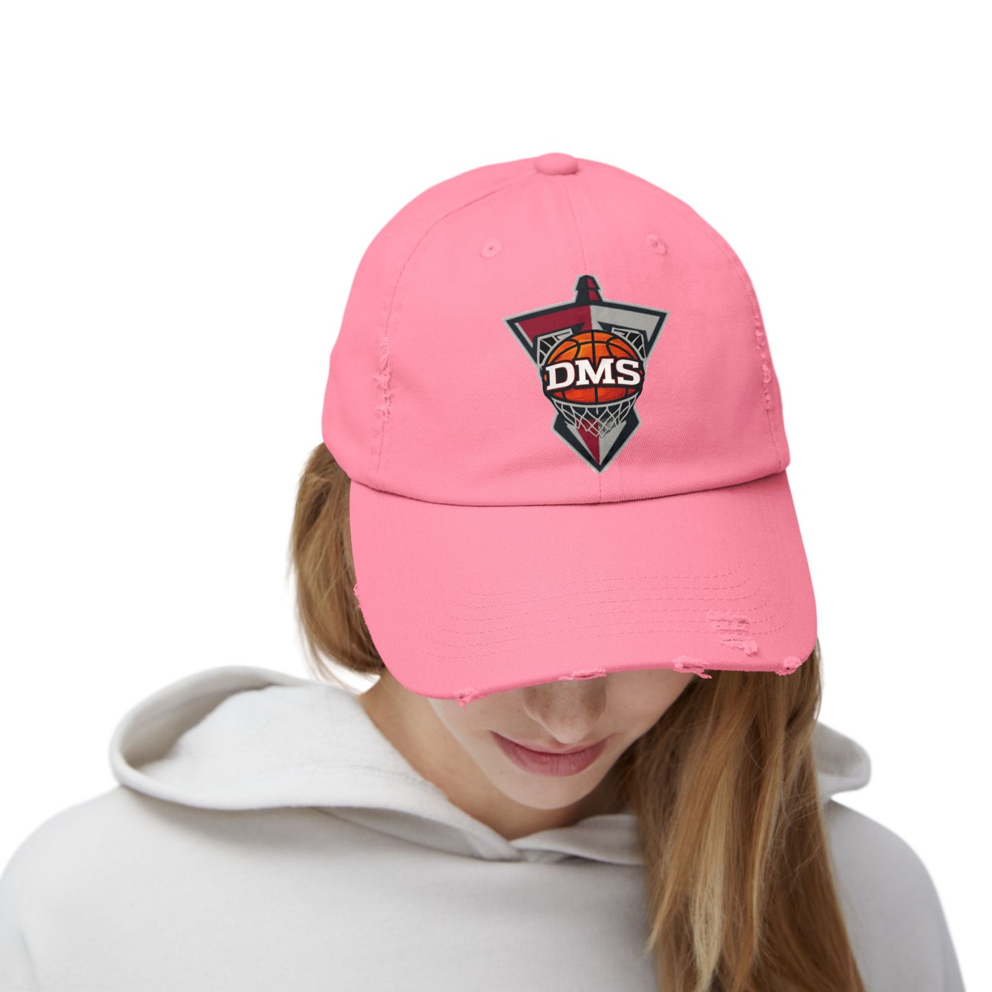 Distressed DMS Basketball Cap — Vintage Worn Dad Hat for Fans