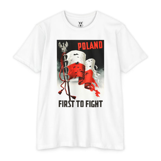 Poland "First to Fight" T-Shirt — Polish Flag Vintage Military Pride Tee