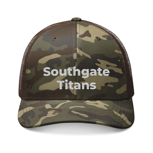 Camo Trucker Hat — Embroidered 'Southgate' Mesh Back Cap