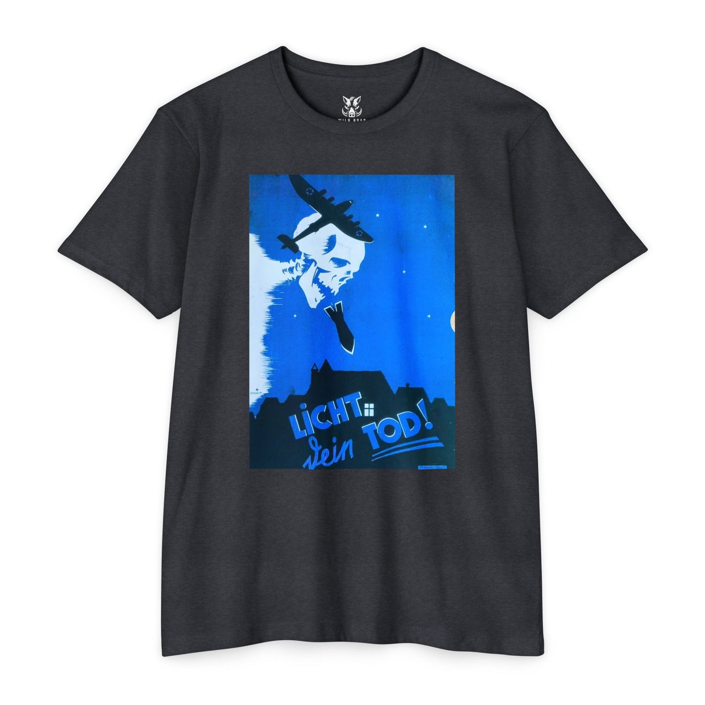 Skull Cowboy Graphic T-Shirt — 'Licht sein Tod' Blue Vintage Poster Tee