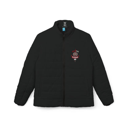 Women’s Puffer Jacket – Retro “Titans” Logo Lightweight Quilted Coat