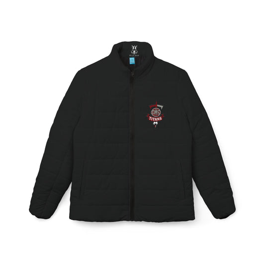 Women’s Puffer Jacket – Retro “Titans” Logo Lightweight Quilted Coat
