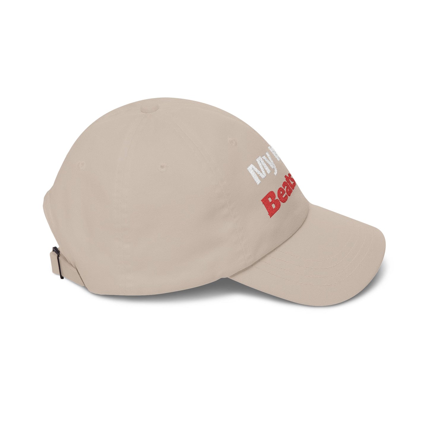 Dad Cap - "My Wife Beats Me" Funny Embroidered Baseball Hat for Gag Gifts