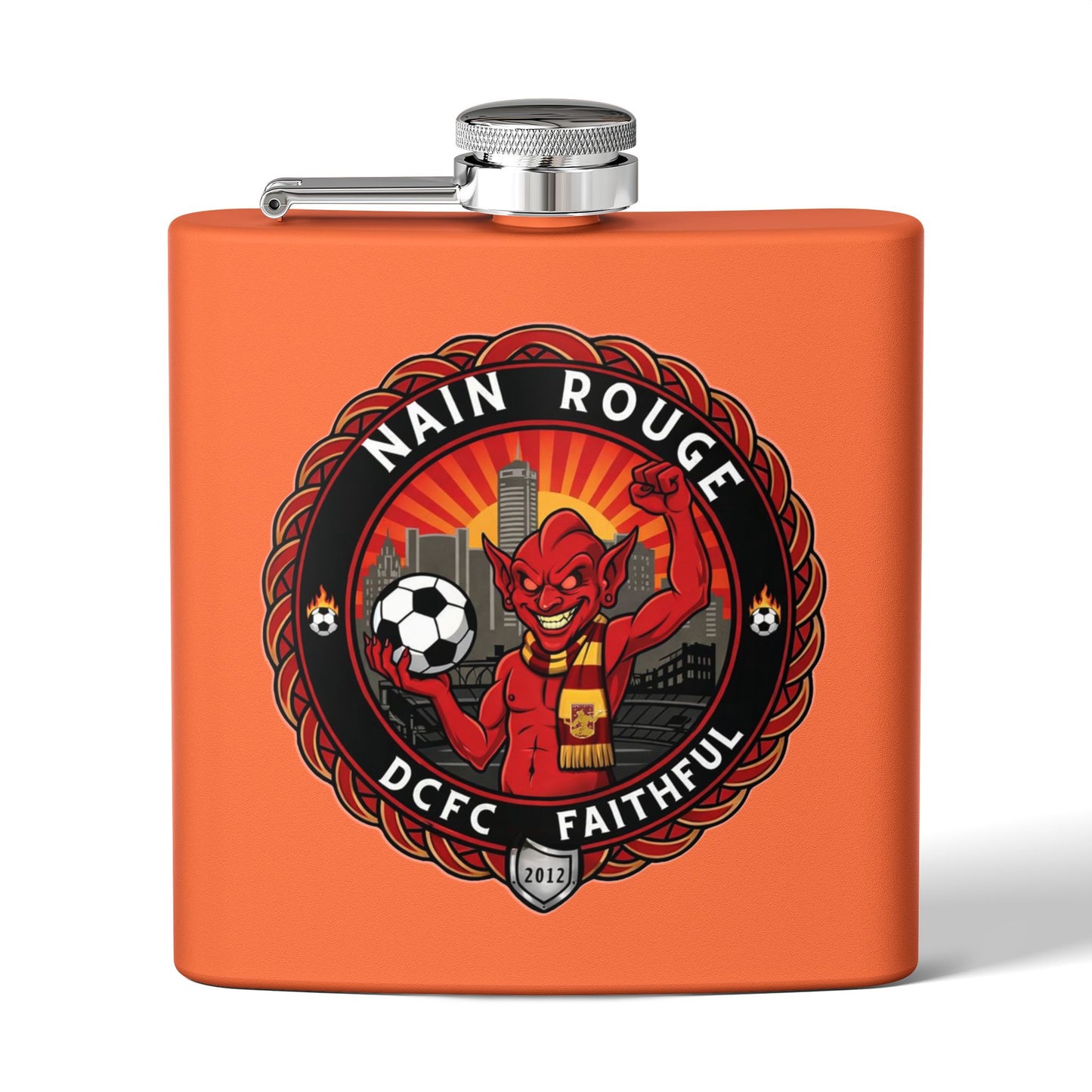 Nain Rouge Football Flask — Nain Rouge DCFC Faithful 6oz Stainless Steel Hip Flask