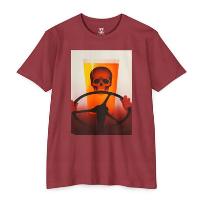 Skull Behind the Wheel T‑Shirt — Retro Sunset Driver Graphic Tee