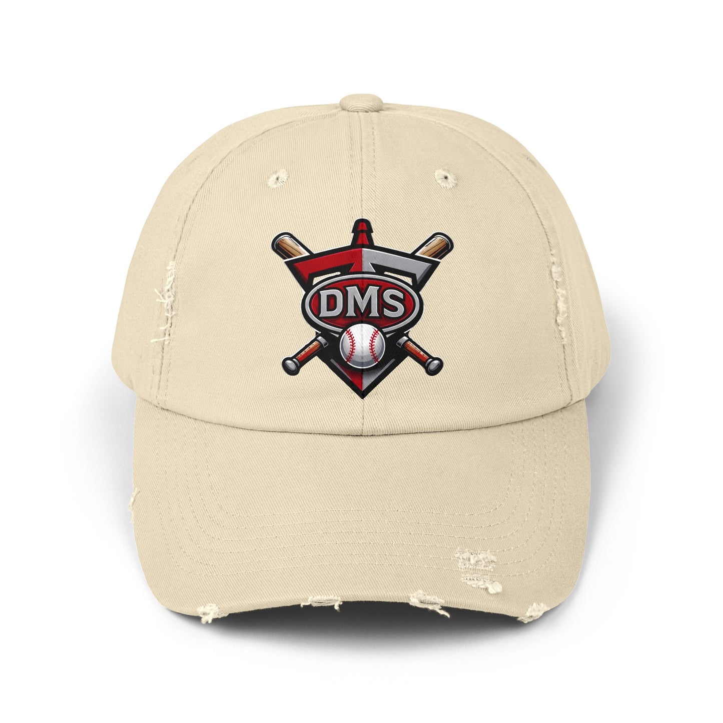Baseball Emblem Distressed Cap — DMS Logo Dad Hat