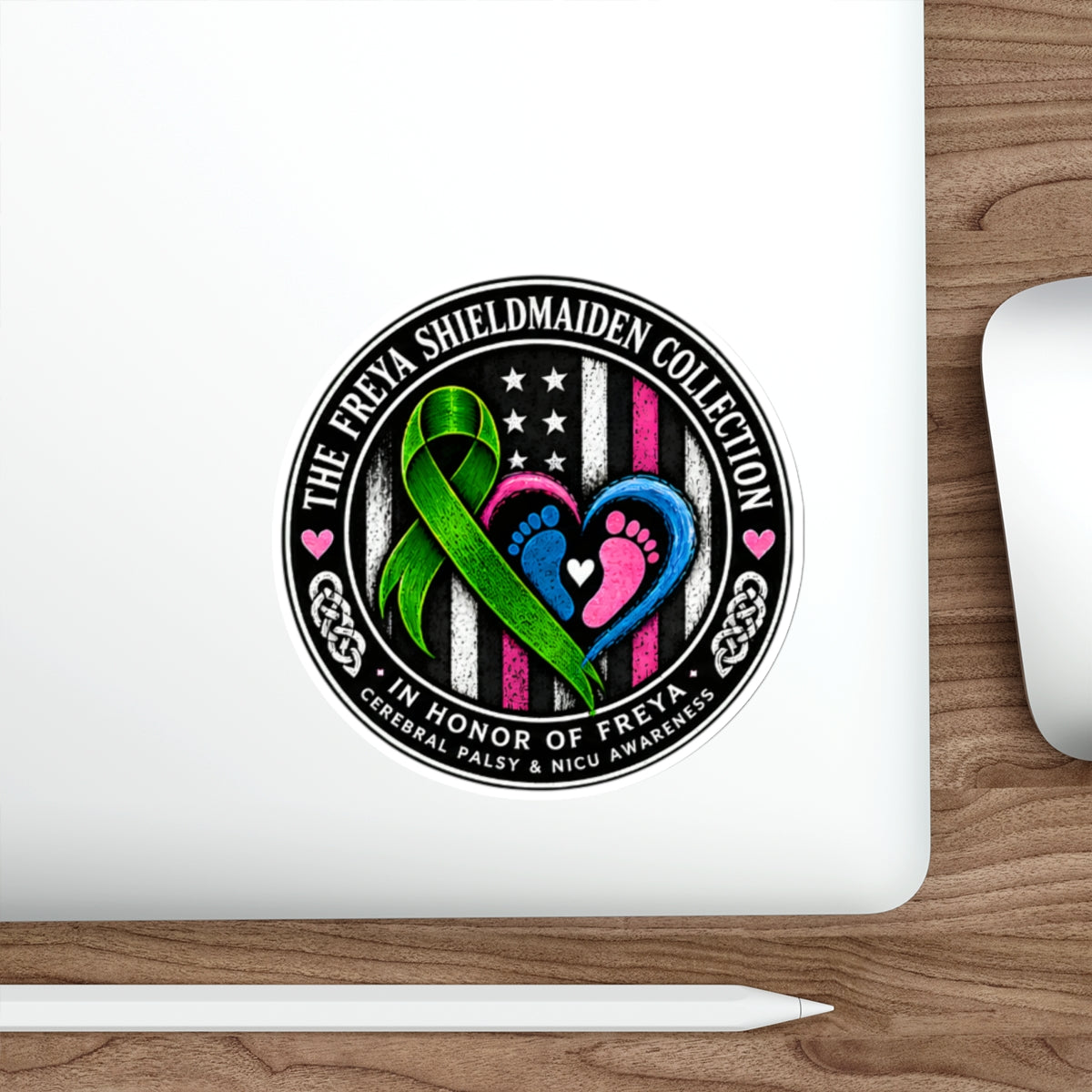 Freya Shieldmaiden Awareness Die-Cut Sticker — Cerebral Palsy & NICU Tribute