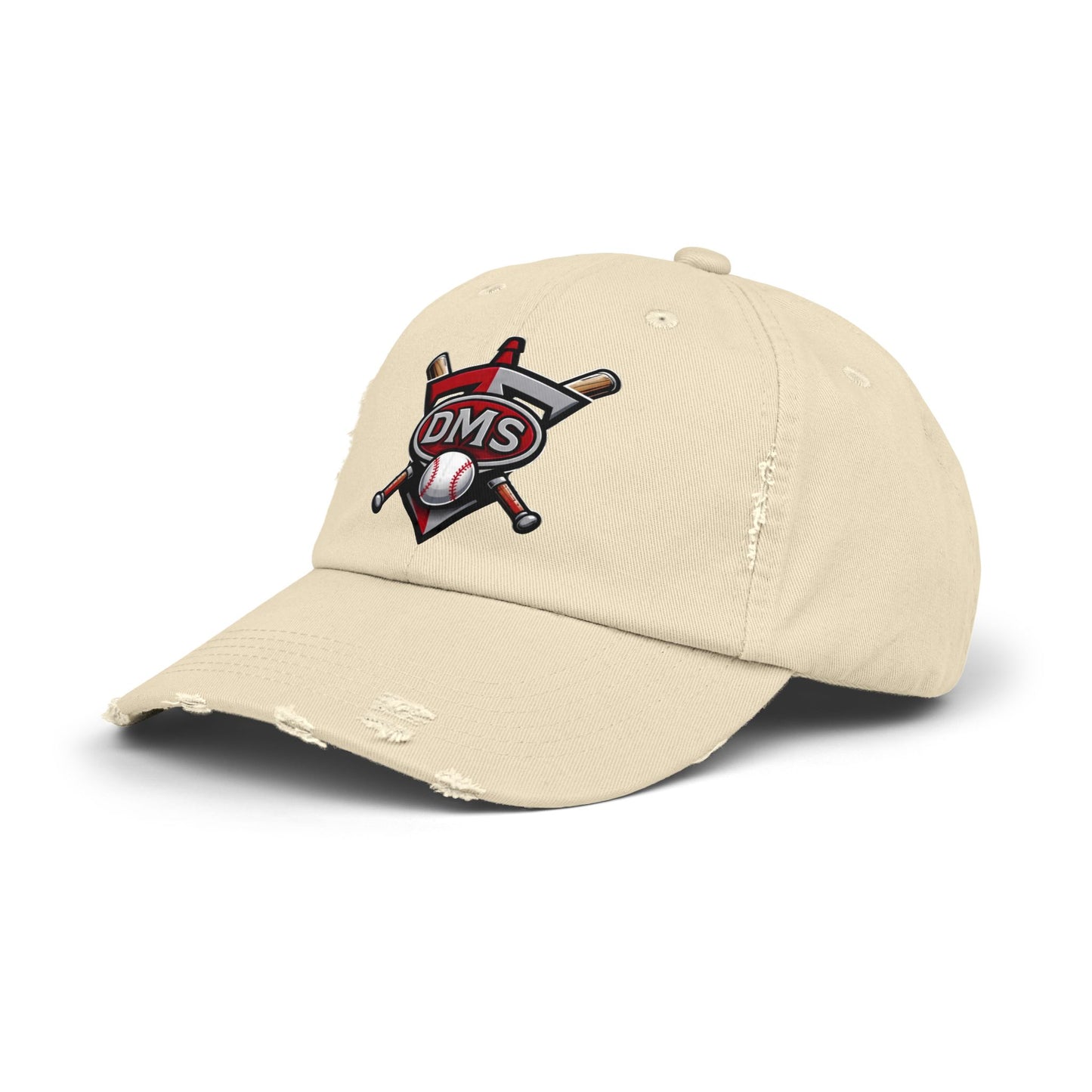 Baseball Emblem Distressed Cap — DMS Logo Dad Hat