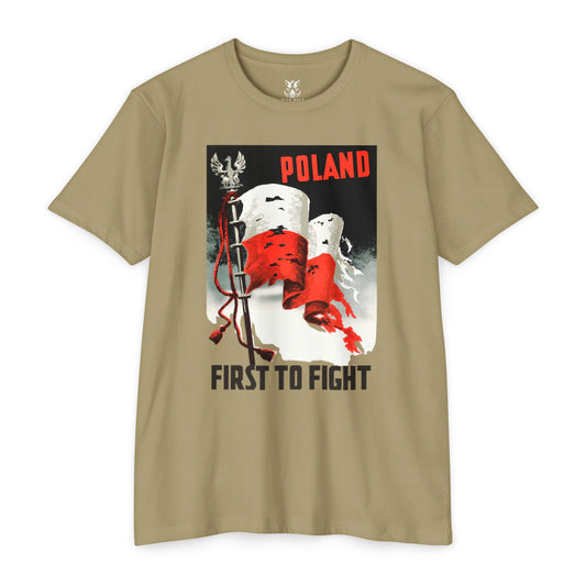 Poland "First to Fight" T-Shirt — Polish Flag Vintage Military Pride Tee