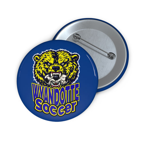Wyandotte Soccer Bear Logo Pin Button — School Spirit Club Team Badge