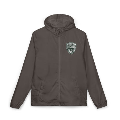 Windbreaker Jacket — Allen Park Soccer Crest Logo Windbreaker, Lightweight White Hooded Shell