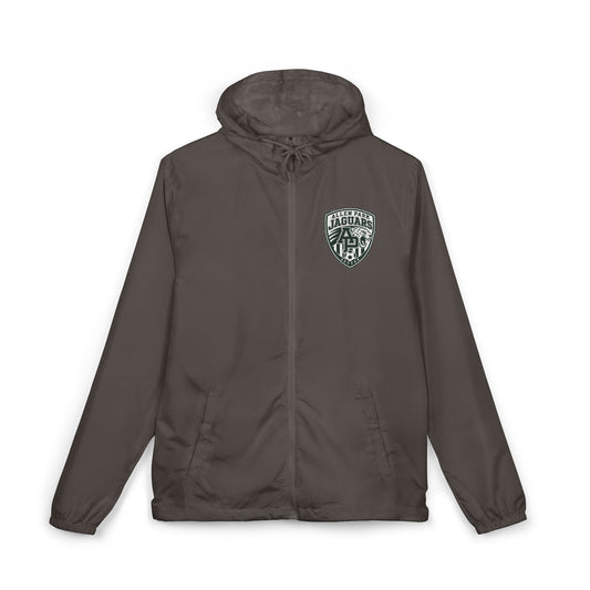 Windbreaker Jacket — Allen Park Soccer Crest Logo Windbreaker, Lightweight White Hooded Shell
