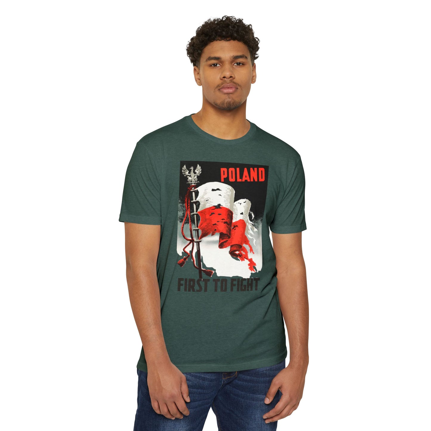 Poland "First to Fight" T-Shirt — Polish Flag Vintage Military Pride Tee