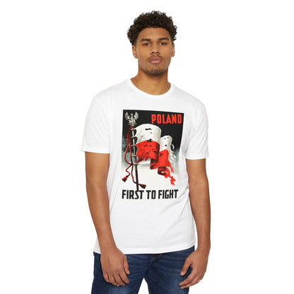 Poland "First to Fight" T-Shirt — Polish Flag Vintage Military Pride Tee