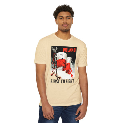 Poland "First to Fight" T-Shirt — Polish Flag Vintage Military Pride Tee