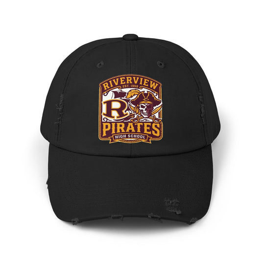 Distressed Pirates Baseball Cap — Riverview High School Logo Hat